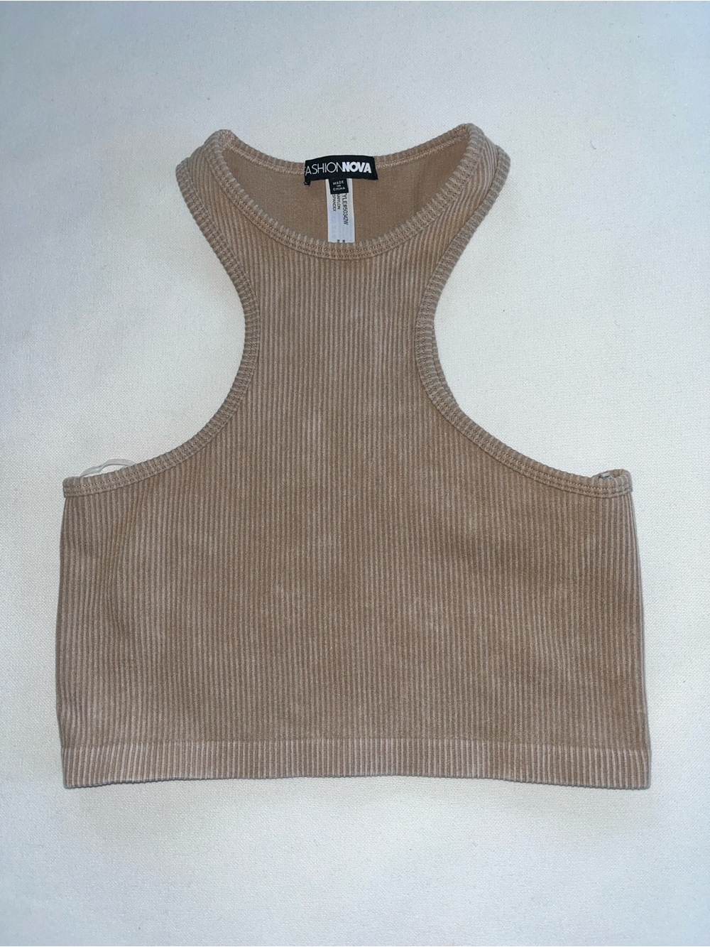 NEW without tags Ribbed Racerback Crop Tank Top - Taupe